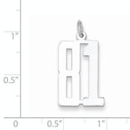Sterling Silver Rhodium-plated Small Elongated Pol Number 81 Charm