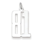 Sterling Silver/Rhodium-plated Elongated Number 81 Charm