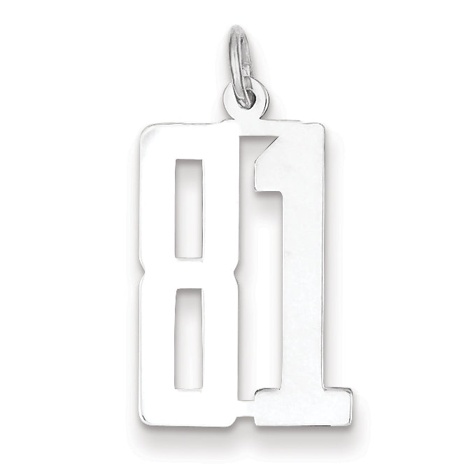 Sterling Silver/Rhodium-plated Elongated Number 81 Charm