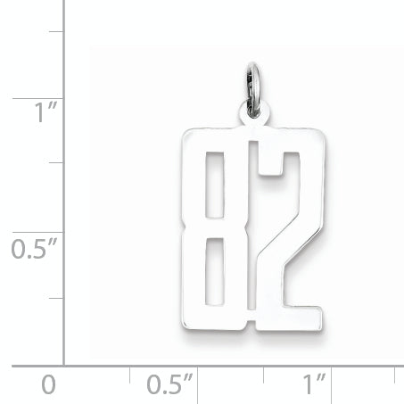 Sterling Silver Rhodium-plated Small Elongated Pol Number 82 Charm