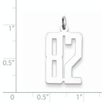 Sterling Silver Rhodium-plated Small Elongated Pol Number 82 Charm
