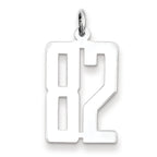 Sterling Silver/Rhodium-plated Elongated Number 82 Charm