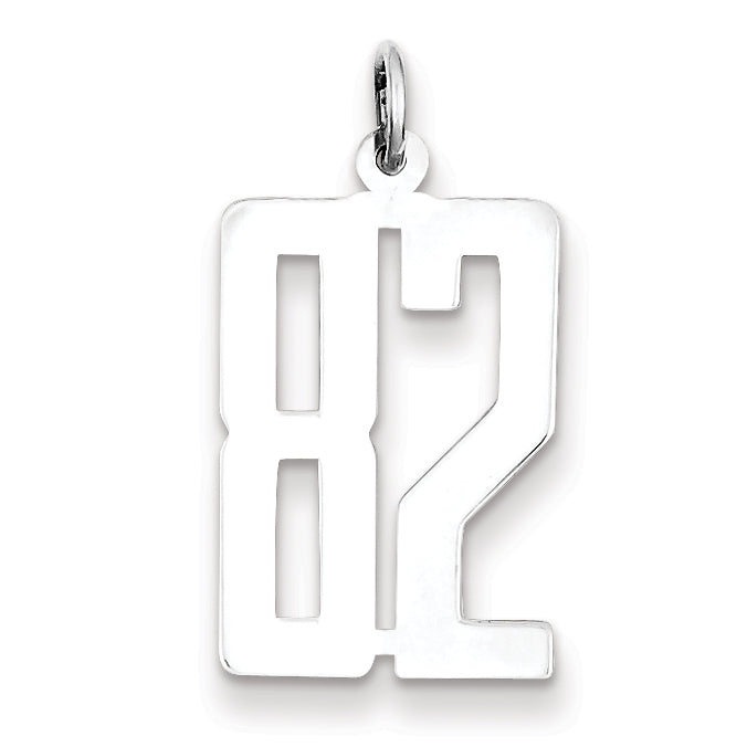 Sterling Silver/Rhodium-plated Elongated Number 82 Charm