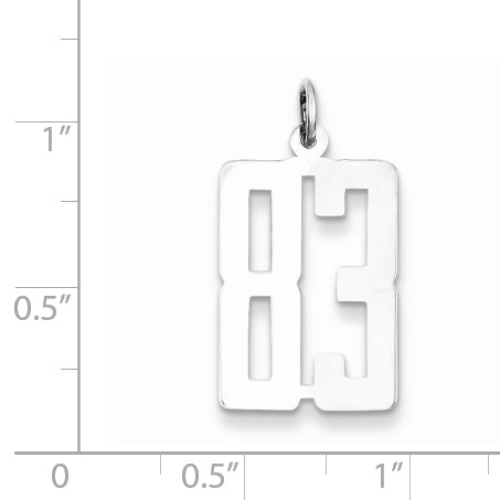 Sterling Silver Rhodium-plated Small Elongated Pol Number 83 Charm