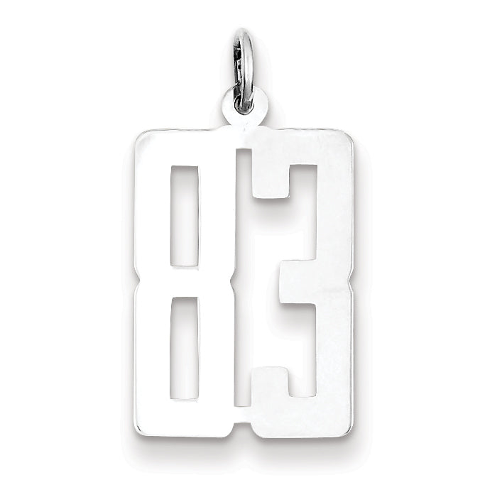 Sterling Silver/Rhodium-plated Elongated Number 83 Charm