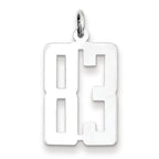 Sterling Silver/Rhodium-plated Elongated Number 83 Charm
