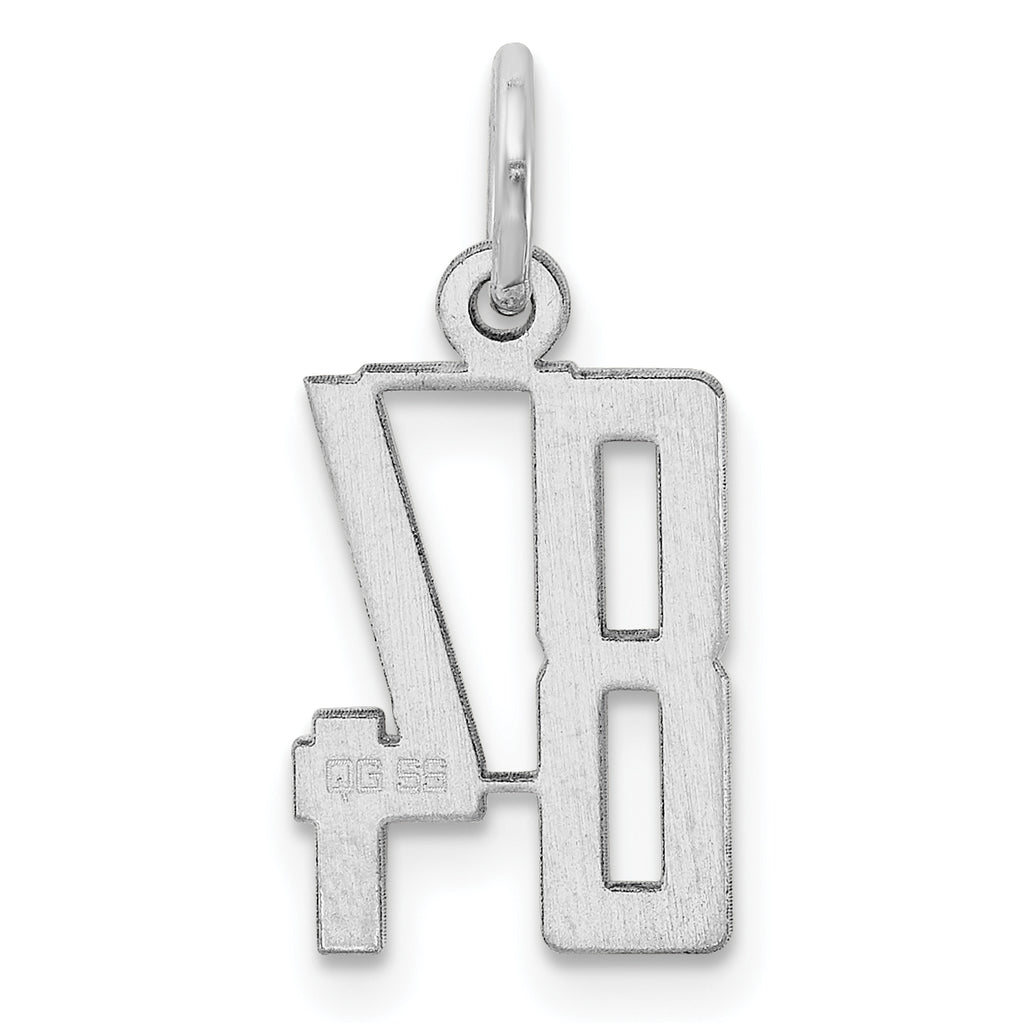 Sterling Silver Rhodium-plated Small Elongated Pol Number 84 Charm