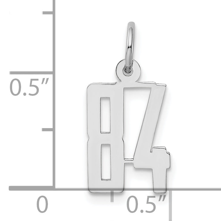 Sterling Silver Rhodium-plated Small Elongated Pol Number 84 Charm