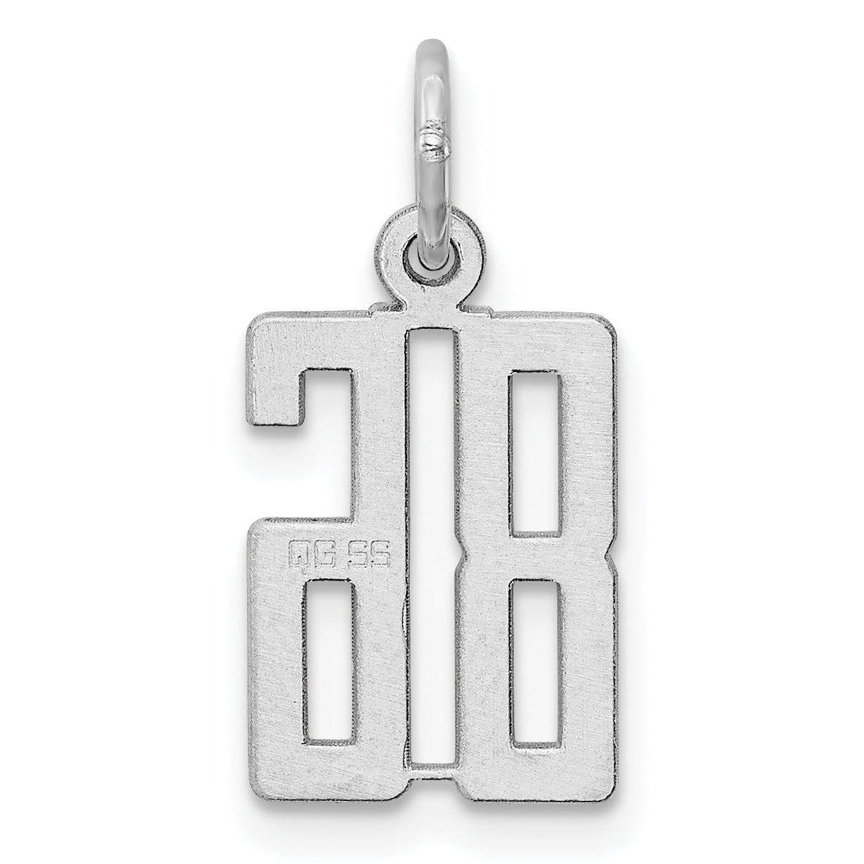 Sterling Silver Rhodium-plated Small Elongated Pol Number 86 Charm