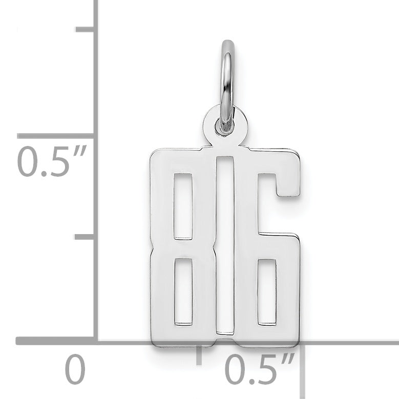 Sterling Silver Rhodium-plated Small Elongated Pol Number 86 Charm