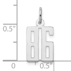 Sterling Silver Rhodium-plated Small Elongated Pol Number 86 Charm