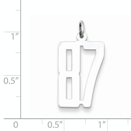 Sterling Silver Rhodium-plated Small Elongated Pol Number 87 Charm