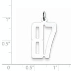 Sterling Silver Rhodium-plated Small Elongated Pol Number 87 Charm