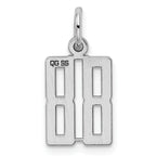 Sterling Silver/Rhodium-plated Elongated Number 88 Charm