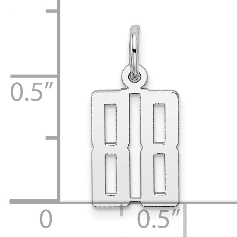 Sterling Silver/Rhodium-plated Elongated Number 88 Charm