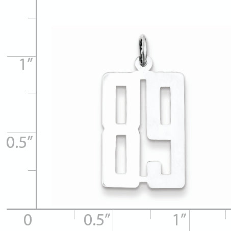Sterling Silver Rhodium-plated Small Elongated Pol Number 89 Charm Secondary image