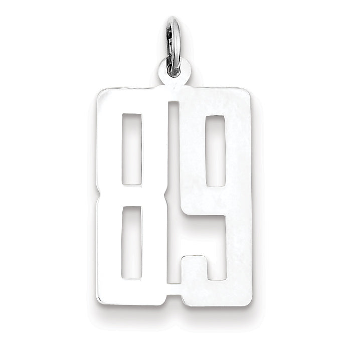 Sterling Silver/Rhodium-plated Elongated Number 89 Charm