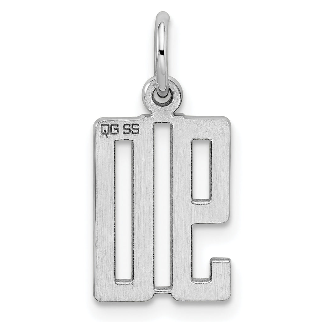 Sterling Silver Rhodium-plated Small Elongated Pol Number 90 Charm