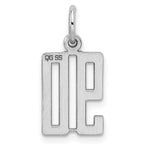 Sterling Silver Rhodium-plated Small Elongated Pol Number 90 Charm