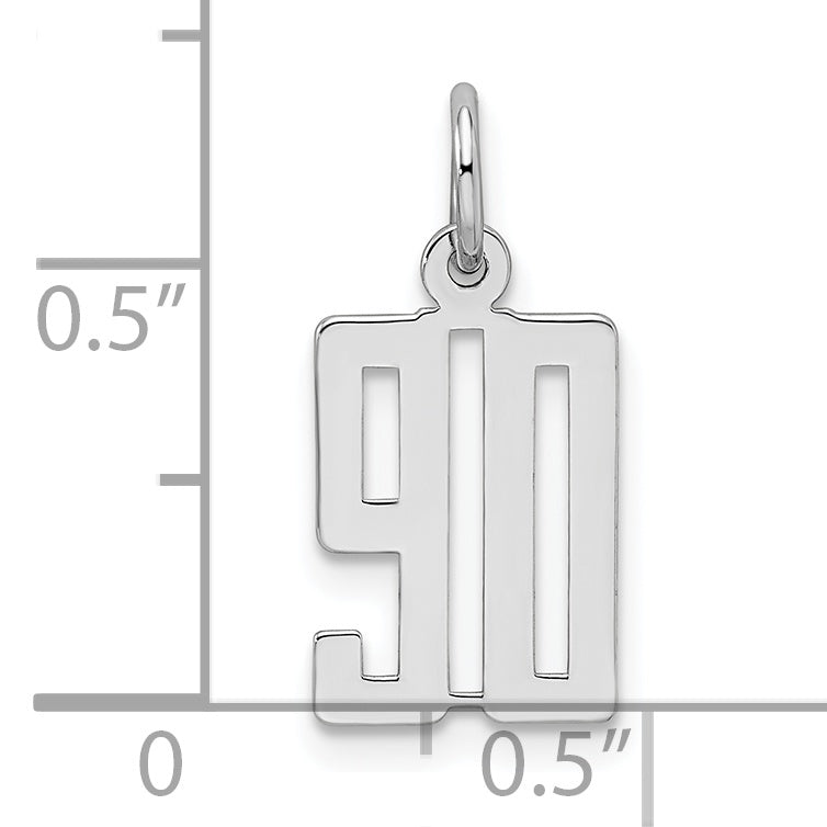 Sterling Silver Rhodium-plated Small Elongated Pol Number 90 Charm
