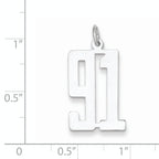 Sterling Silver Rhodium-plated Small Elongated Pol Number 91 Charm