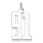 Sterling Silver/Rhodium-plated Elongated Number 91 Charm