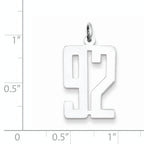 Sterling Silver Rhodium-plated Small Elongated Pol Number 92 Charm
