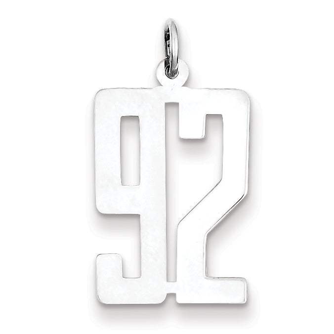 Sterling Silver/Rhodium-plated Elongated Number 92 Charm