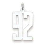 Sterling Silver/Rhodium-plated Elongated Number 92 Charm