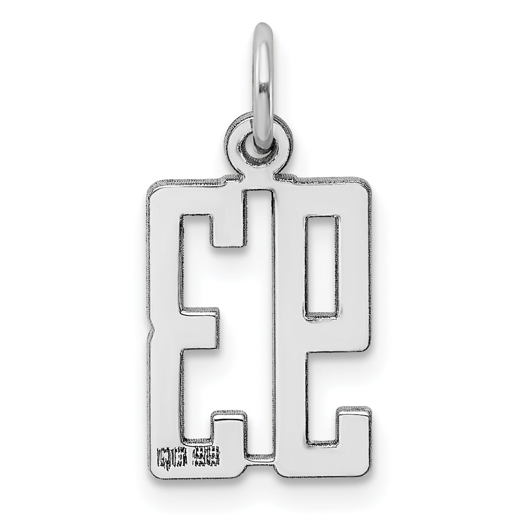 Sterling Silver Rhodium-plated Small Elongated Pol Number 93 Charm