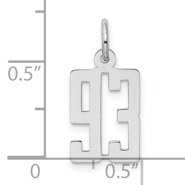 Sterling Silver Rhodium-plated Small Elongated Pol Number 93 Charm
