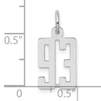 Sterling Silver Rhodium-plated Small Elongated Pol Number 93 Charm