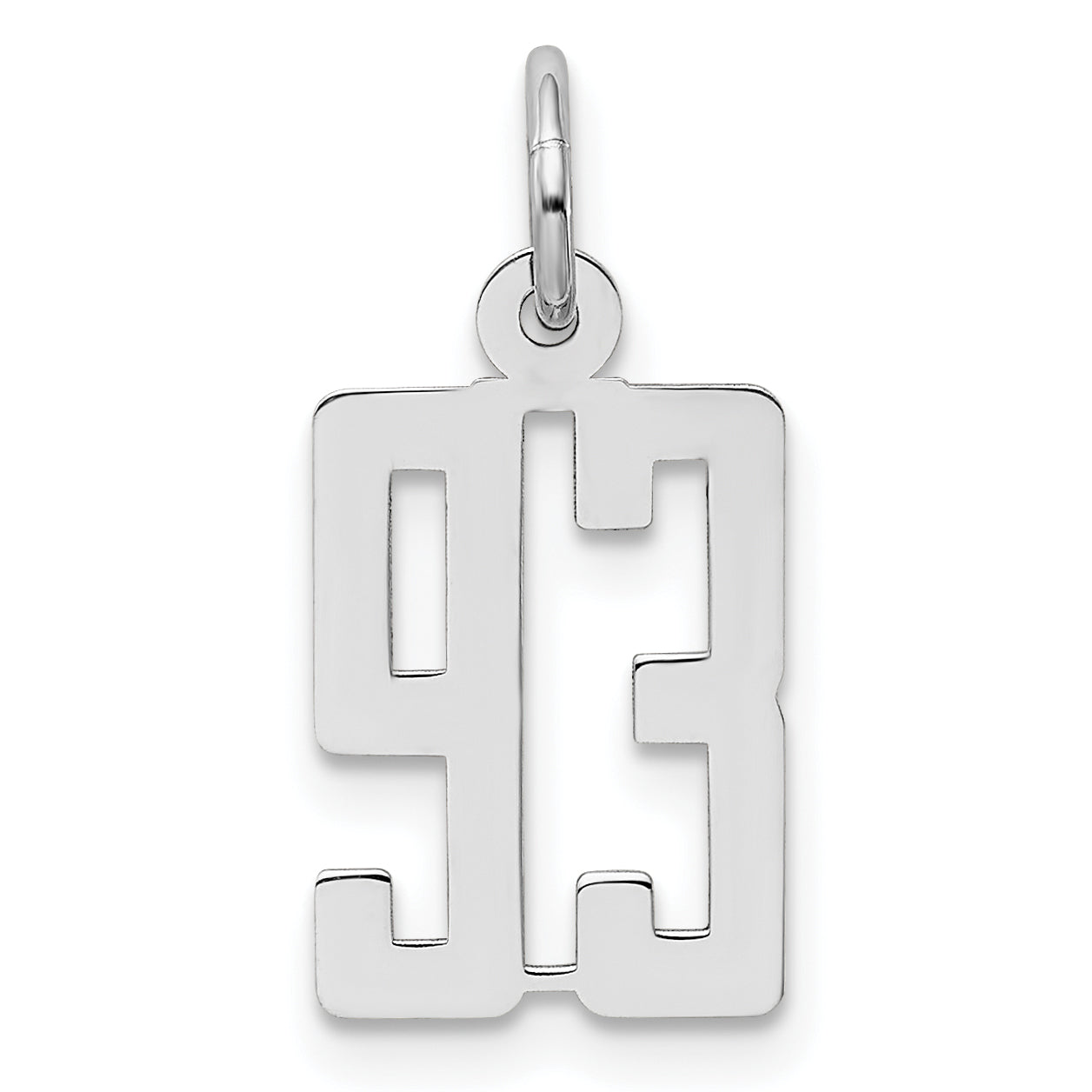 Sterling Silver/Rhodium-plated Elongated Number 93 Charm Main image