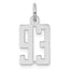 Sterling Silver/Rhodium-plated Elongated Number 93 Charm