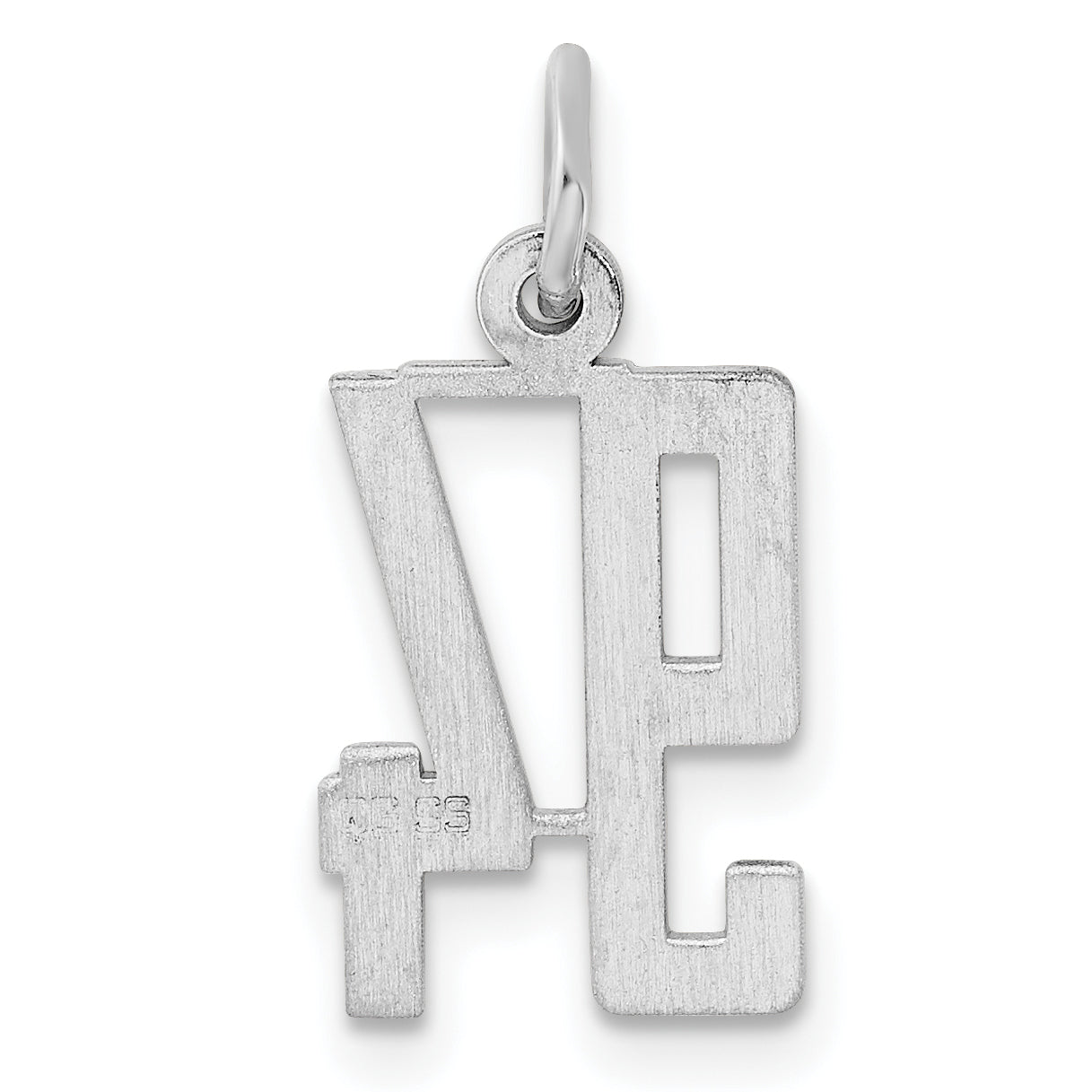 Sterling Silver Rhodium-plated Small Elongated Pol Number 94 Charm