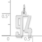 Sterling Silver Rhodium-plated Small Elongated Pol Number 94 Charm
