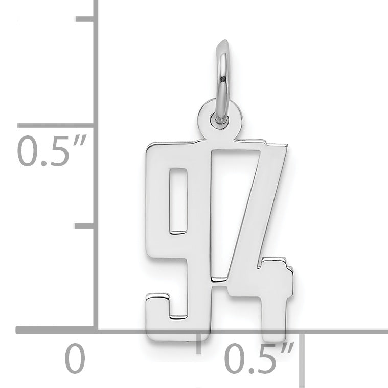 Sterling Silver Rhodium-plated Small Elongated Pol Number 94 Charm