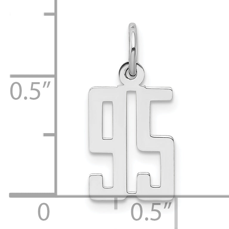 Sterling Silver Rhodium-plated Small Elongated Pol Number 95 Charm