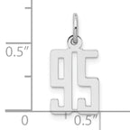Sterling Silver Rhodium-plated Small Elongated Pol Number 95 Charm