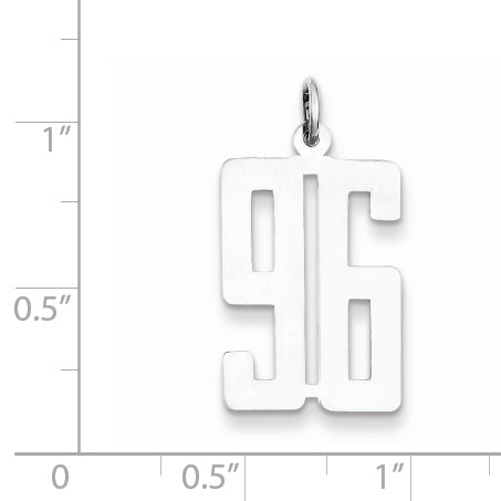 Sterling Silver Rhodium-plated Small Elongated Pol Number 96 Charm Secondary image
