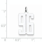 Sterling Silver Rhodium-plated Small Elongated Pol Number 96 Charm