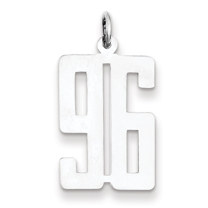 Sterling Silver/Rhodium-plated Elongated Number 96 Charm
