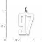 Sterling Silver Rhodium-plated Small Elongated Pol Number 97 Charm