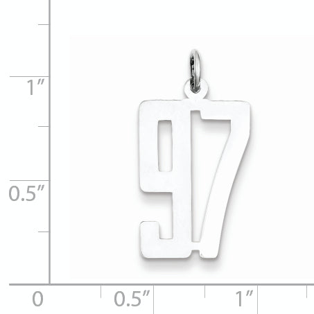 Sterling Silver Rhodium-plated Small Elongated Pol Number 97 Charm