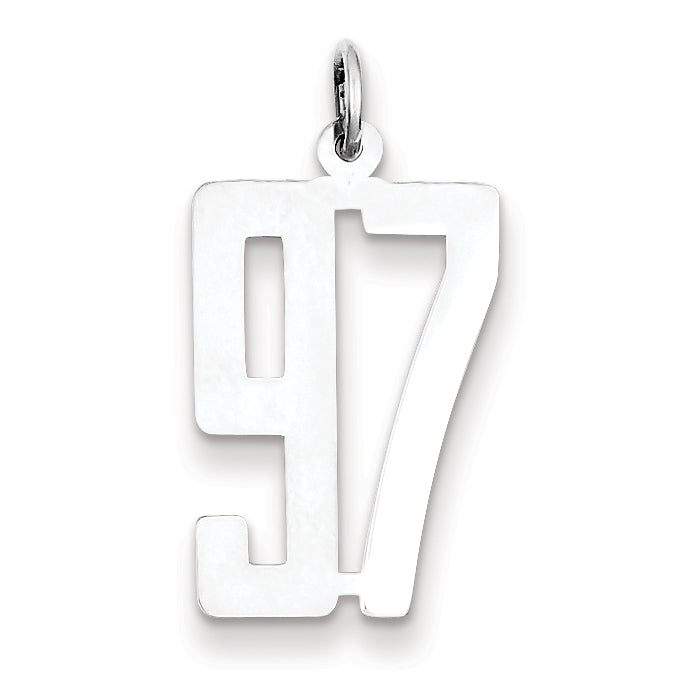 Sterling Silver/Rhodium-plated Elongated Number 97 Charm