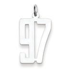 Sterling Silver/Rhodium-plated Elongated Number 97 Charm