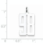 Sterling Silver Rhodium-plated Small Elongated Pol Number 98 Charm