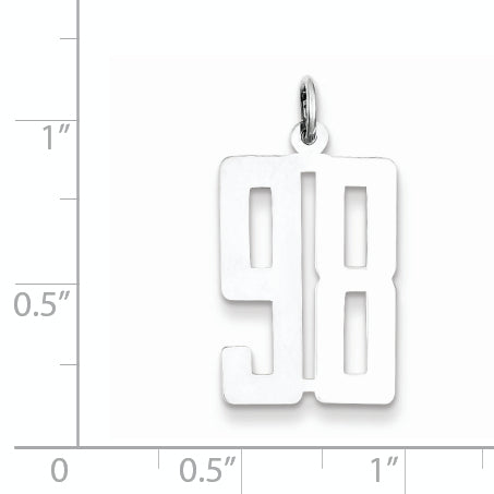 Sterling Silver Rhodium-plated Small Elongated Pol Number 98 Charm