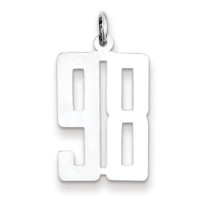 Sterling Silver/Rhodium-plated Elongated Number 98 Charm