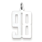 Sterling Silver/Rhodium-plated Elongated Number 98 Charm
